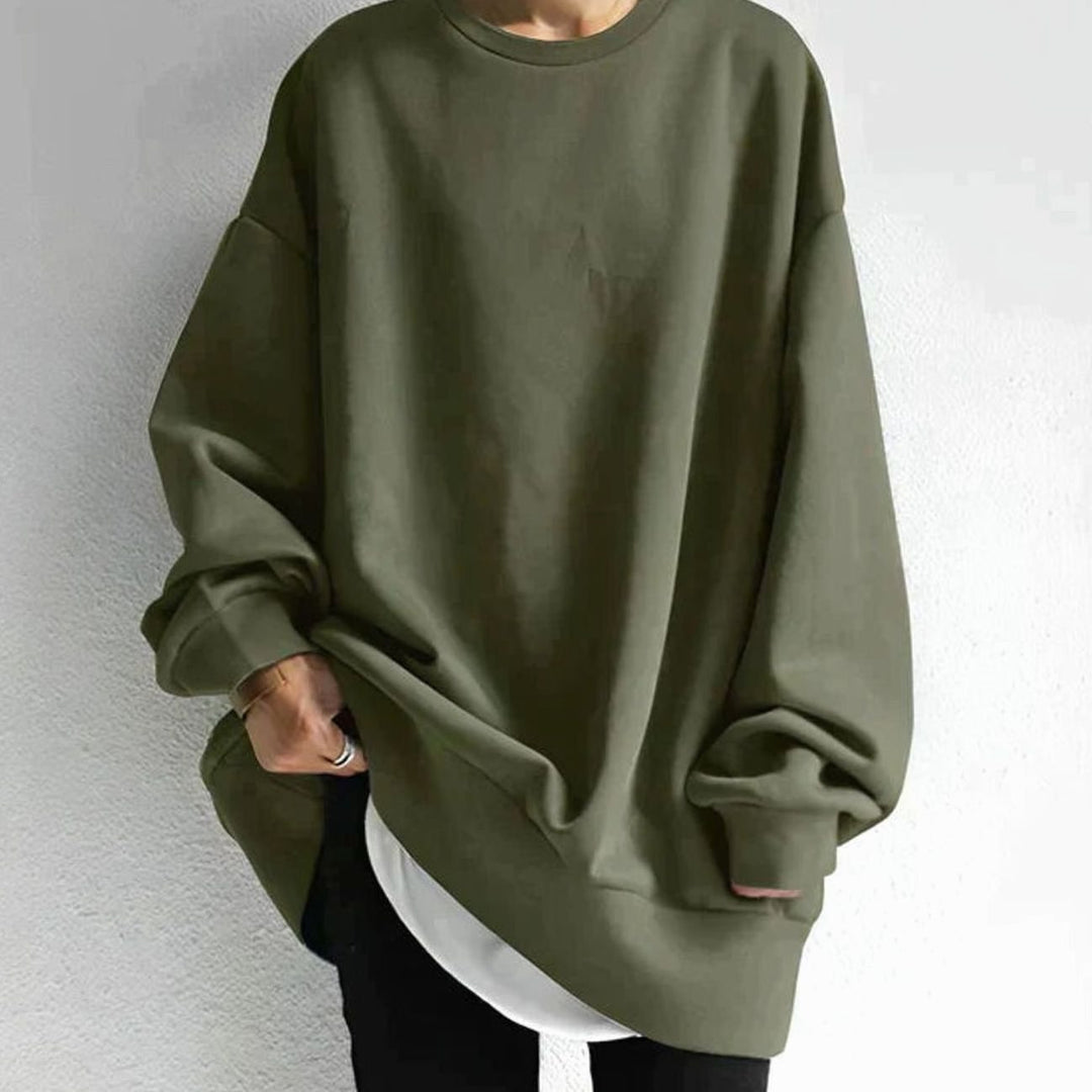 Tunic Jumper Womens Oversized Drop Shoulder Crew Neck Side Pockets - image 3