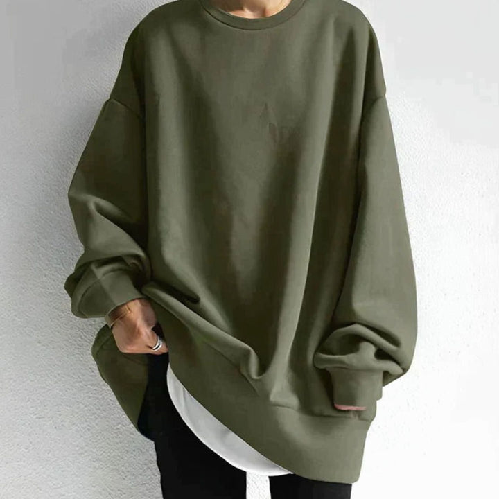 Tunic Jumper Womens Oversized Drop Shoulder Crew Neck Side Pockets - image 3