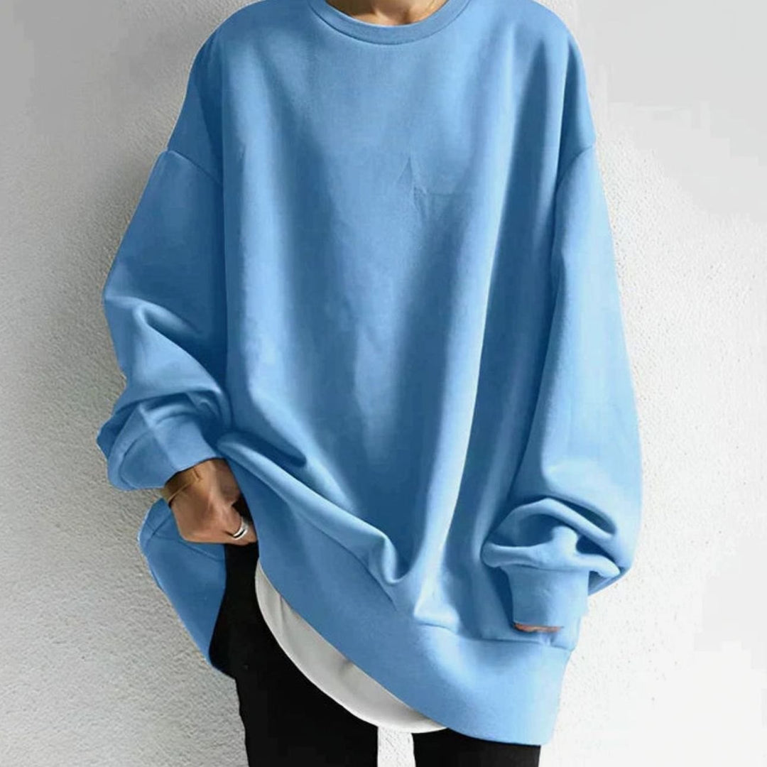 Tunic Jumper Womens Oversized Drop Shoulder Crew Neck Side Pockets - image 5