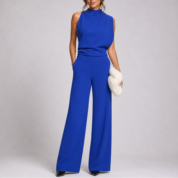 Jumpsuit Womens Sleeveless High Neck Wide Leg Relaxed Fit One Piece