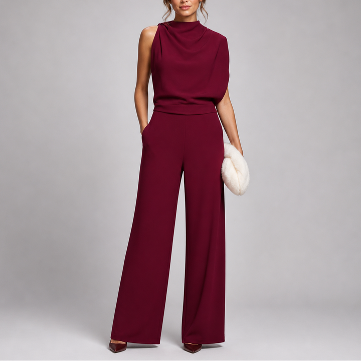 Jumpsuit Womens Sleeveless High Neck Wide Leg Relaxed Fit One Piece