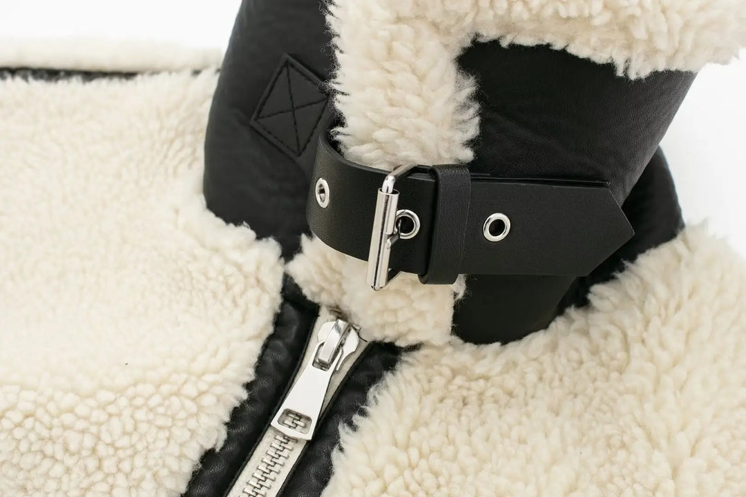 Teddy Jacket Womens Contrast Trim Zip Front Collared Oversized - image 7