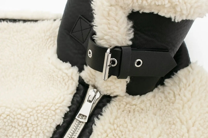 Teddy Jacket Womens Contrast Trim Zip Front Collared Oversized - image 7